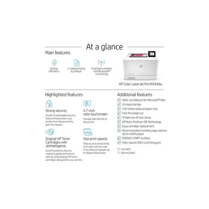 HP Pro M454dw Single Function Color Laser Printer #W1Y45A (Unofficial)