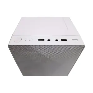 PC Power Shattered Web Mesh Mid Tower White Micro-ATX Desktop Casing with Standard PSU #PP-X2603 WH